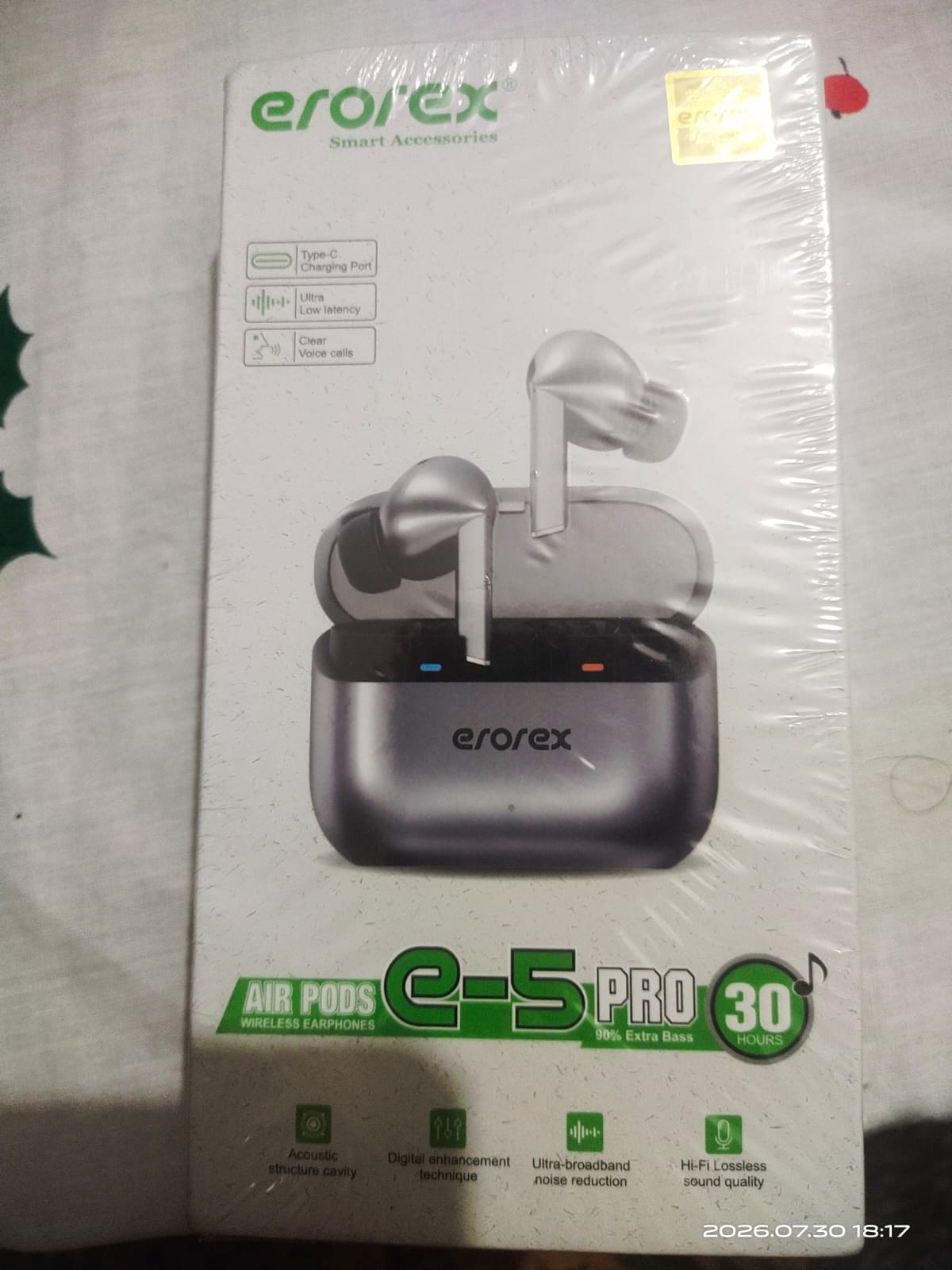 Erorex AirPods E-5 Pro TWS Wireless Bluetooth 5.3 Earbuds with ENC Noise Cancellation, Touch Control & Charging Case