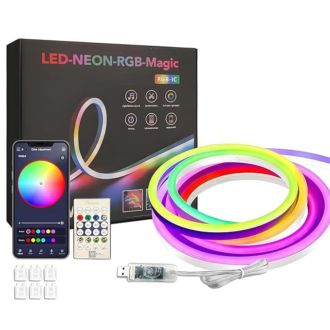 LED Neon RGB Strip Light 5 METRES with App Control, Smart Timer, Remote Control, Multi-Color Magic Effects,Music Control,Voice Control